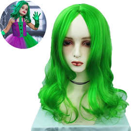 欧美动漫小丑joker弗莱克cosplay绿色假发万圣节女童tu演出服派对