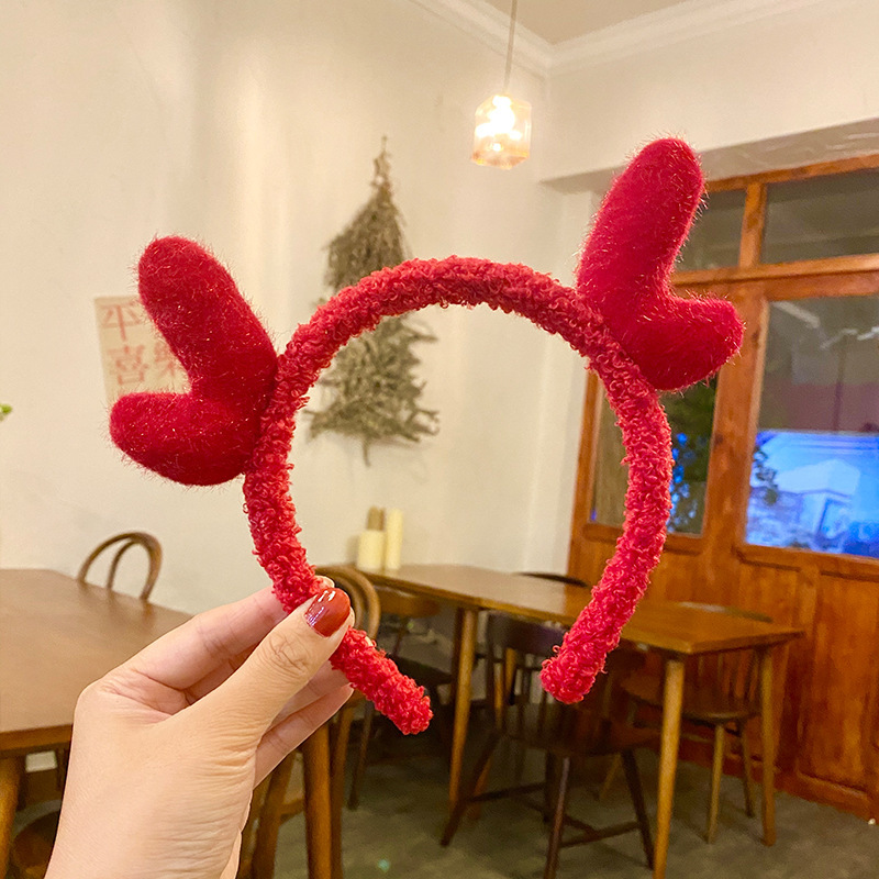 Diadema de terciopelo con diseño de copo de nieve y asta de reno, estilo coreano, de mohair, para Navidad 2025, superventas transfronteriza, accesorio para el cabello, en stock image 7