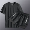 Black and Black Two -piece set [Double -layer anti -embarrassing] Loose version