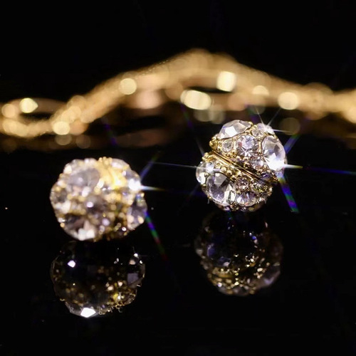 No piercing magnetic earrings ear clips  new trendy rhinestone niche high-end sense magnet ear bone clip earrings