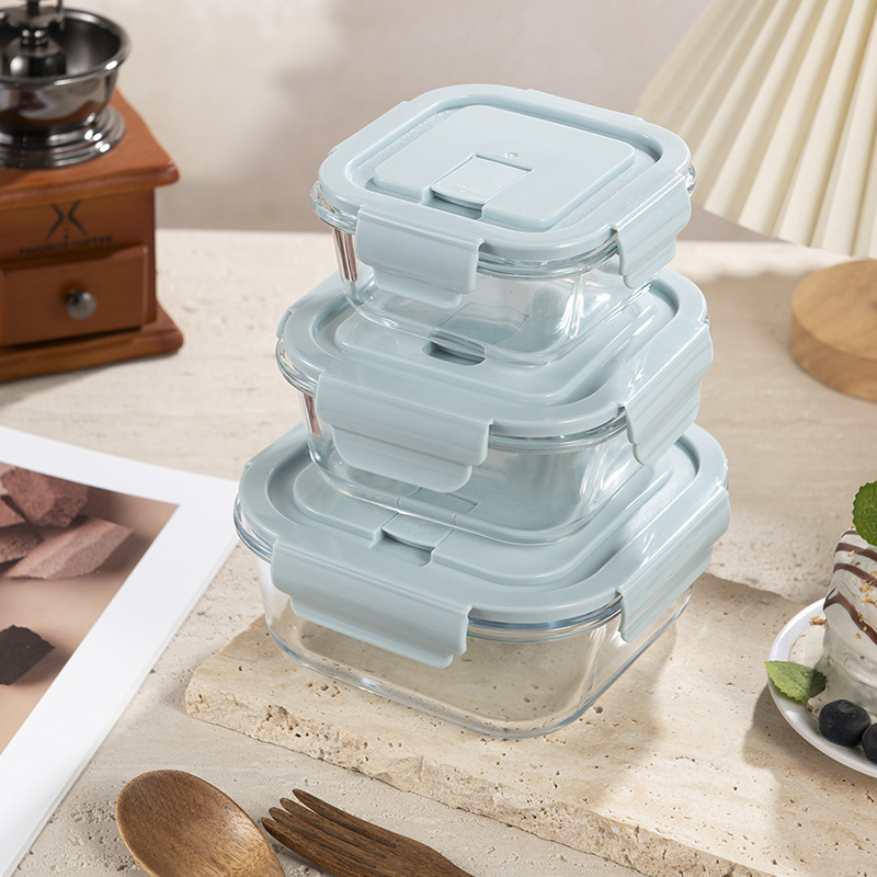 Caja de almuerzo de vidrio puede ser un recipiente de microondas, caja de regalo, recipiente de vidrio de alta silicona, banco de negocios, juego de regalo