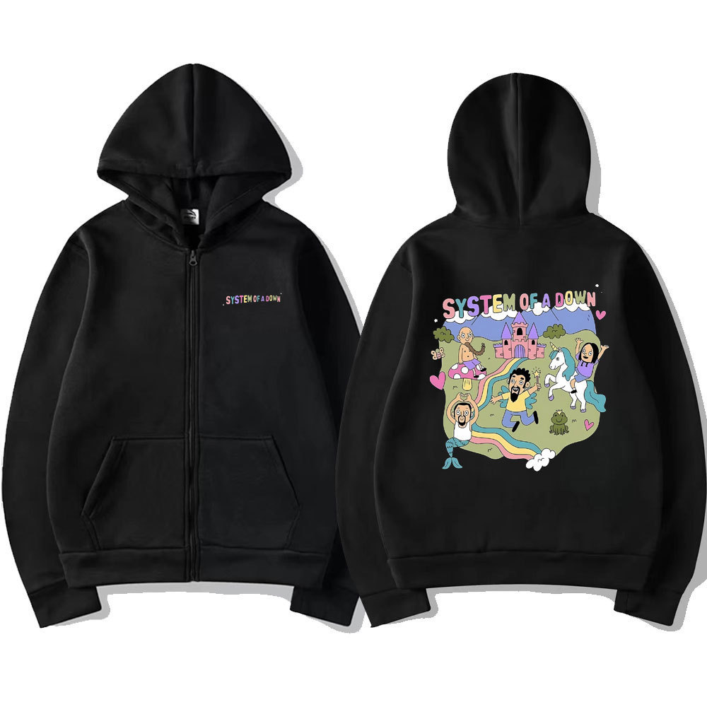 Sistema de A Down Graphic Zipper Hoodie Men Women Vintage