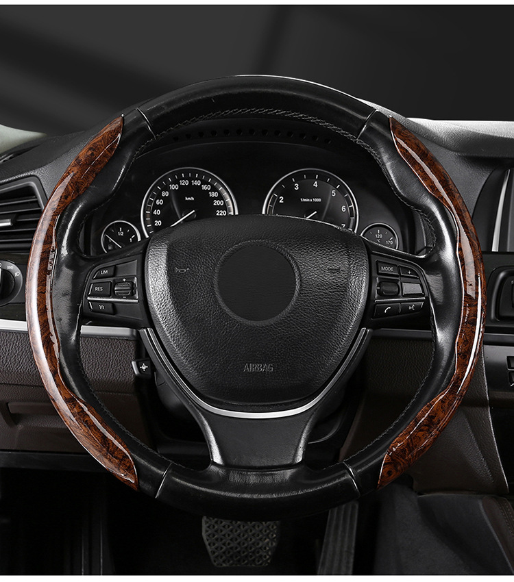 24 New Models of Car Steering Wheel Covers, Fashionable Dual-Color Mesh Fabric with Peach Wood Leather Texture, Wear-Resistant and Non-Slip, Cross-Border