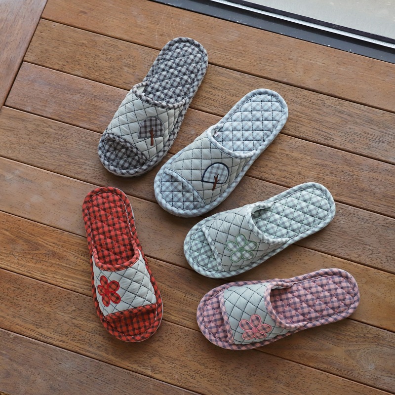 塔光情侣家居地板秋冬棉布拖鞋简约静音厚底可爱卡通布底室内拖鞋