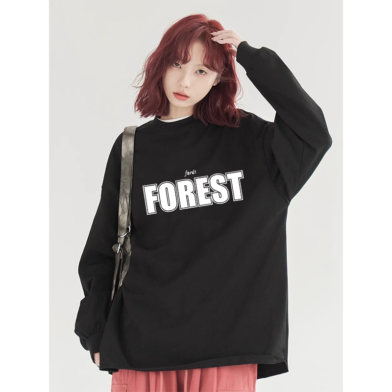 Camiseta blanca de anime americano para mujer nueva primavera y otoño suelta de nicho top de manga larga de algodón con camisa de fondo ins