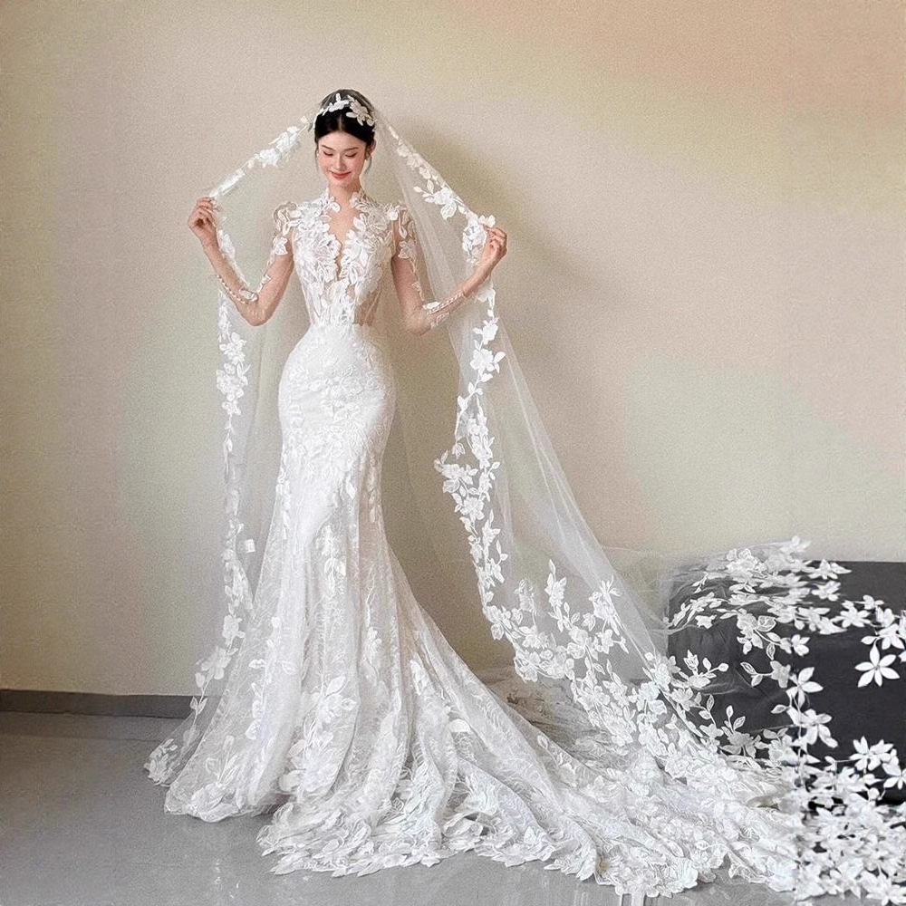Light Wedding Dress Bride 2025 New Lace Fishtail Wedding Dress Outdoor Elegant Welcome Dress Women's High-End Texture