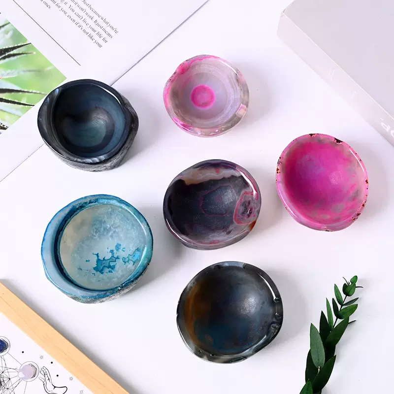 天然水晶玛瑙碗摆件玛瑙聚宝盆原石手链消磁碗烟灰缸工艺品批发