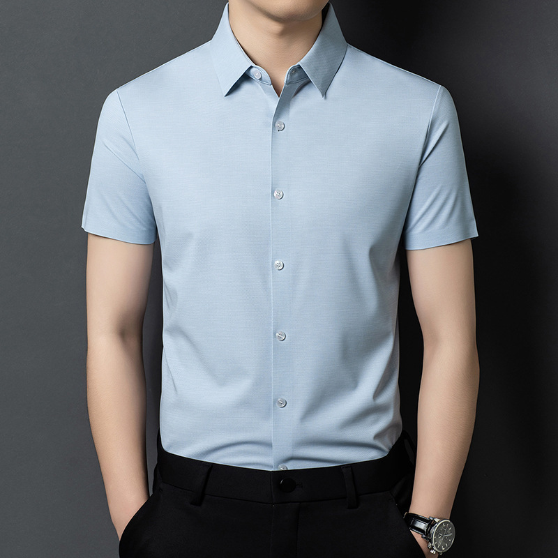 Authentic Silk Men's Short-Sleeve Shirt, Summer New Style, Trendy and Versatile Fashion Casual Shirt for Young and Middle-Aged Men Authentic Silk Men's Short-Sleeve Shirt, Summer New Style, Trendy and Versatile Fashion Casual Shirt for Young and Middle-Aged Men