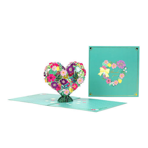 Valentine's Day three-dimensional greeting card, love wreath, paper carving, gratitude blessing message card, flower shop card, creative confession gift