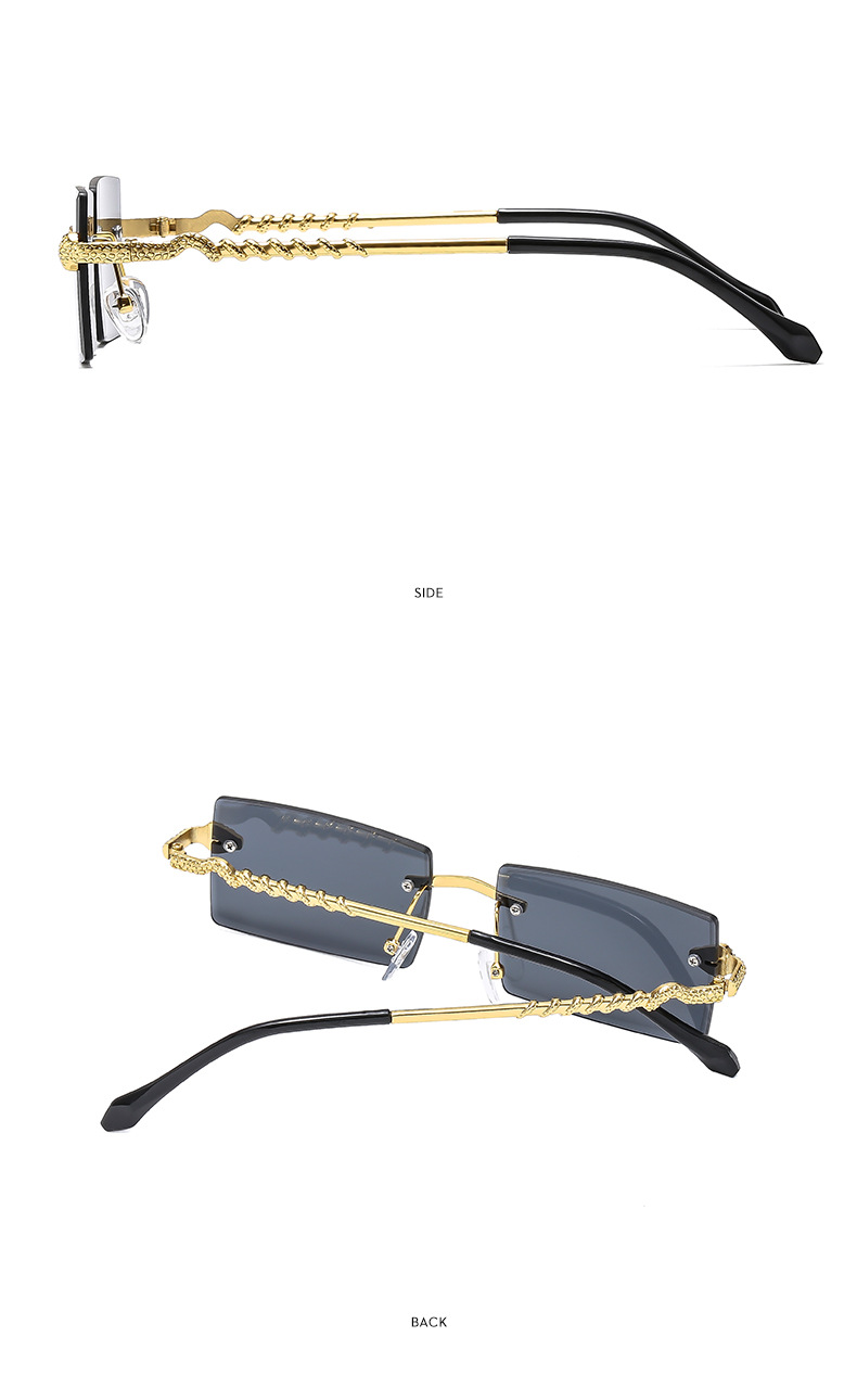 Classic square frameless snake head decorative for men and women, new sunglasses_voghion.com