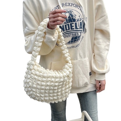 Chic bubble cloud pattern small shoulder canvas bag, crossbody casual versatile effortless style bag
