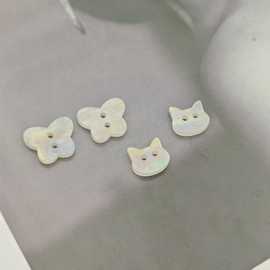 仿贝树脂幻彩不规则两眼纽扣可爱小猫咪蝴蝶结衬衫开衫手缝装饰扣