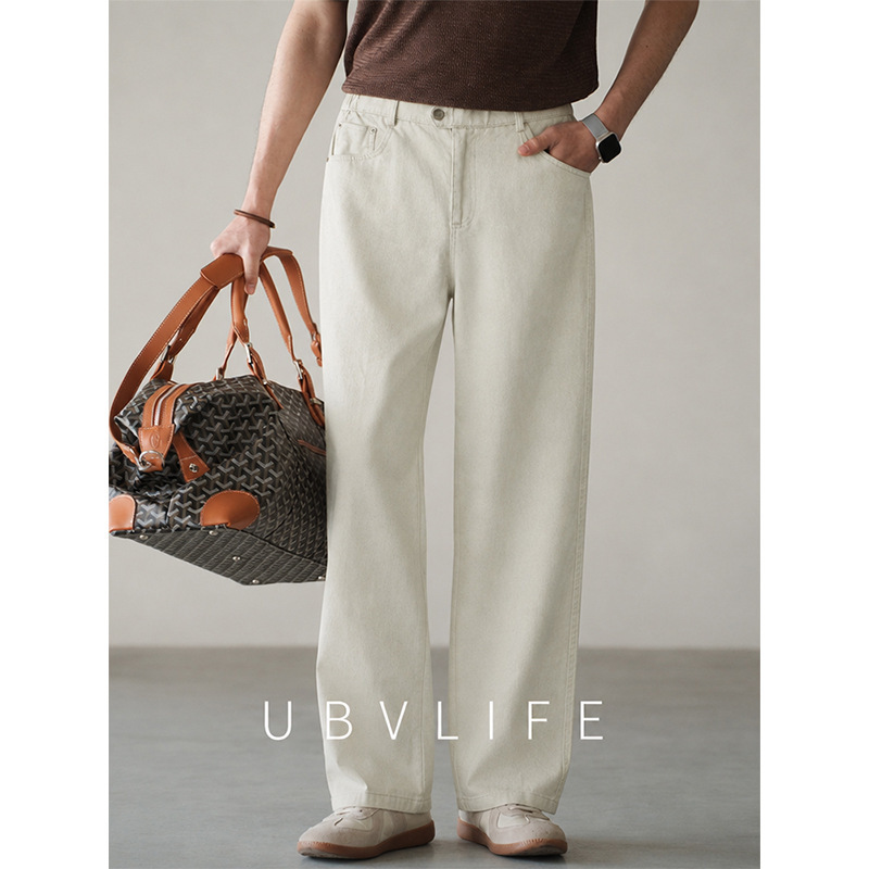 【Denim】Old Money Style Semi-Elastic Waist Casual Pants for Men 2026 Autumn/Winter Selected High-Thread Cotton New Straight-Leg Pants 【Denim】Old Money Style Semi-Elastic Waist Casual Pants for Men 2026 Autumn/Winter Selected High-Thread Cotton New Straight-Leg Pants