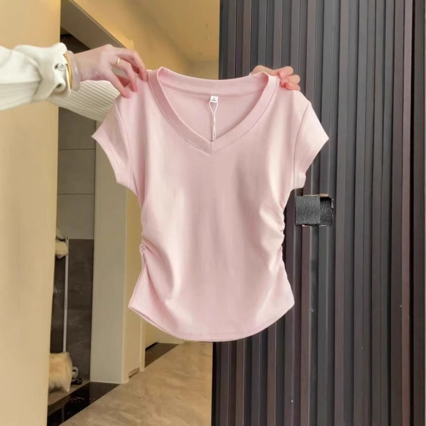 Cotton summer fitted design short T-shirt
