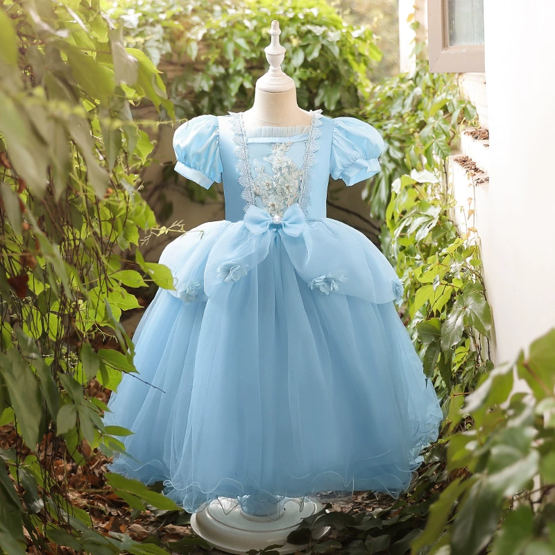 Summer small princess costume, dress, 2024 years, with short sleeve, children's clothing