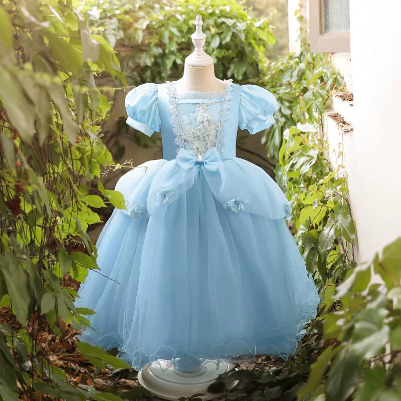 Summer small princess costume, dress, 2024 years, with short sleeve, children's clothing