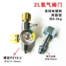 2升氧气阀 小氧气瓶阀门 2L便携焊炬配件氧气减压阀 氧压力表