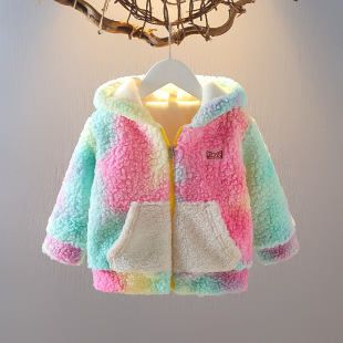 Girls' Western style coat 2021 New Korean style winter fleece-lined thickened Net red macaron children's sweater fashion