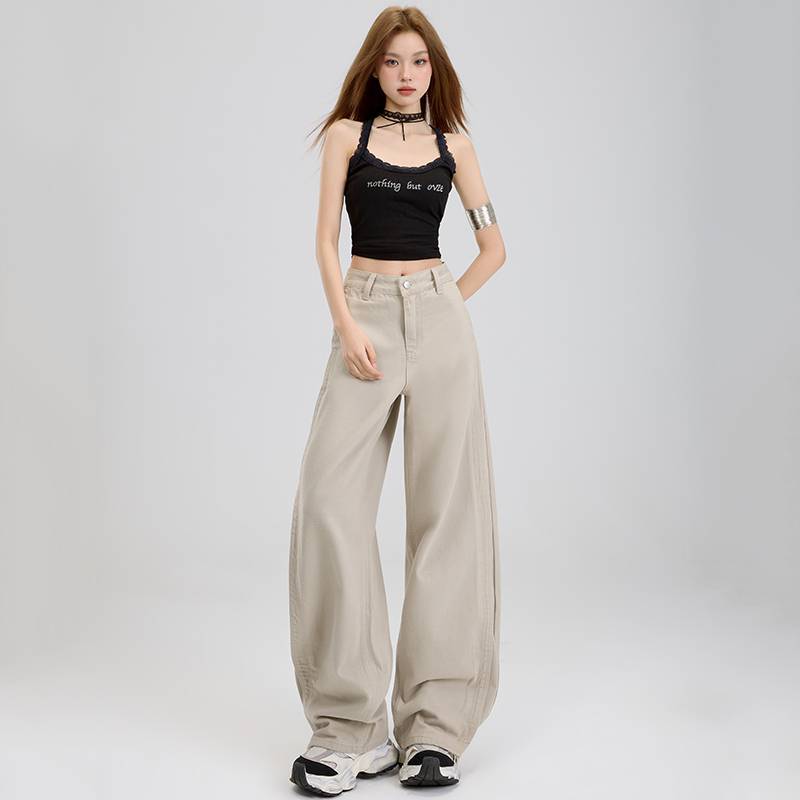 卸売爆発ジーンズ女性春夏アメリカンレトロストリートハイウエストルーズ痩身ファッションシミターパンツトレンド|undefined