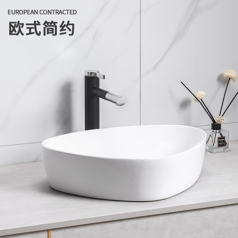 Contador de lavabo de cerámica fregadero blanco baño triángulo contador Cuenca del arte al por mayor image 2