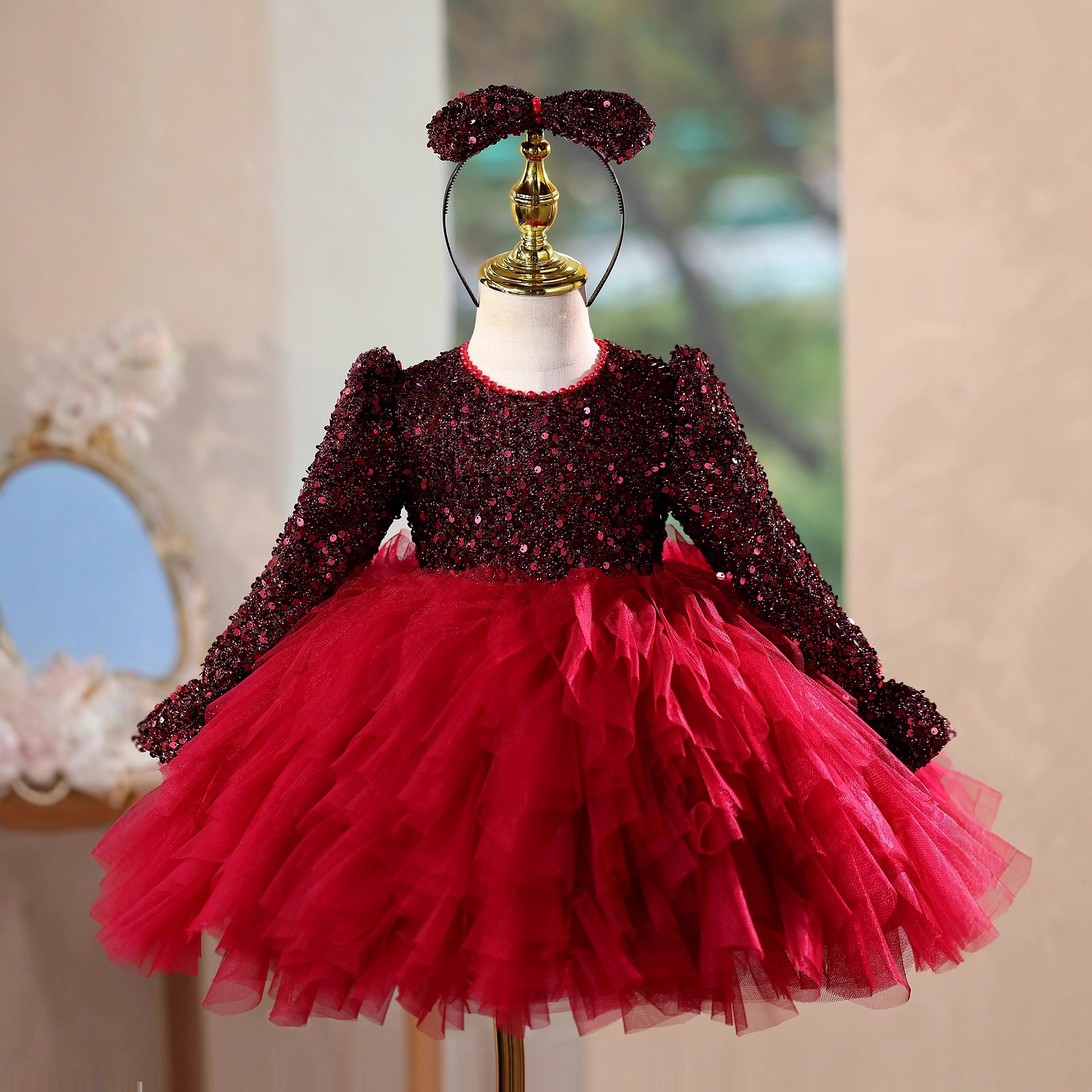 Bordeaux Festliches Kleid Für Mädchen Zur Einschulung Piano_voghion.com