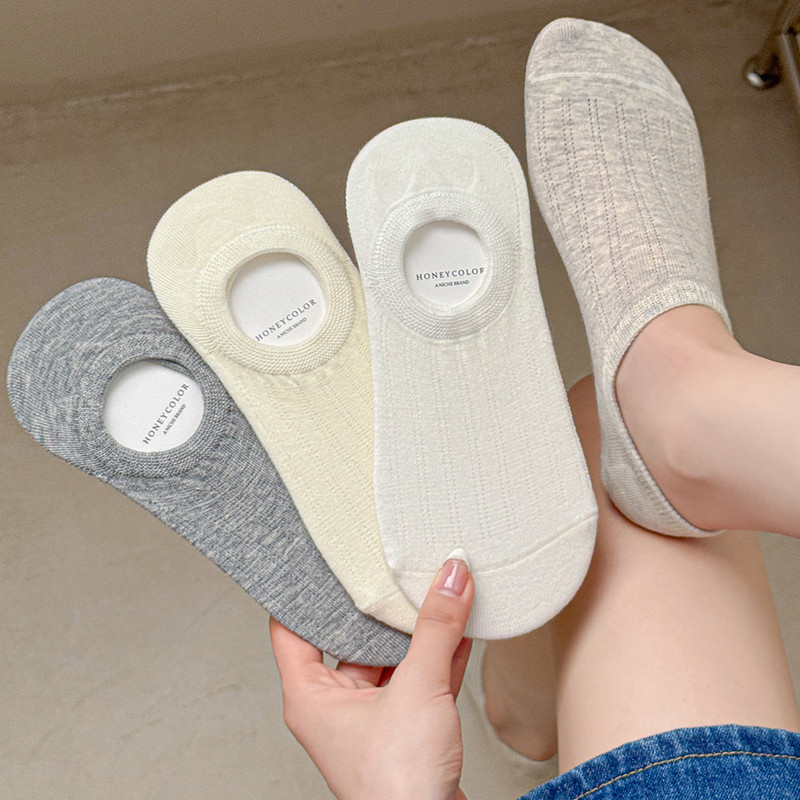 Boneless seam head semi-invisible socks white boat socks summer thin low-top canvas shoes low-top socks non-slip heel
