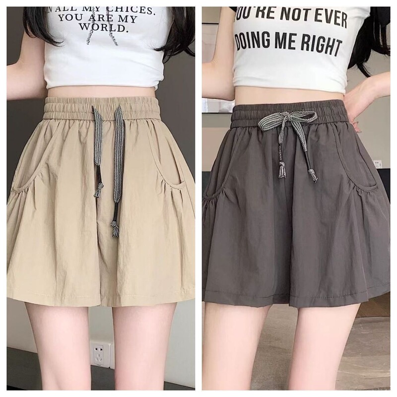 150kg Plus-size quick-dry ice silk shorts for women, summer thin high-waisted loose slimming wide-leg knee-length shorts 150kg Plus-size quick-dry ice silk shorts for women, summer thin high-waisted loose slimming wide-leg knee-length shorts