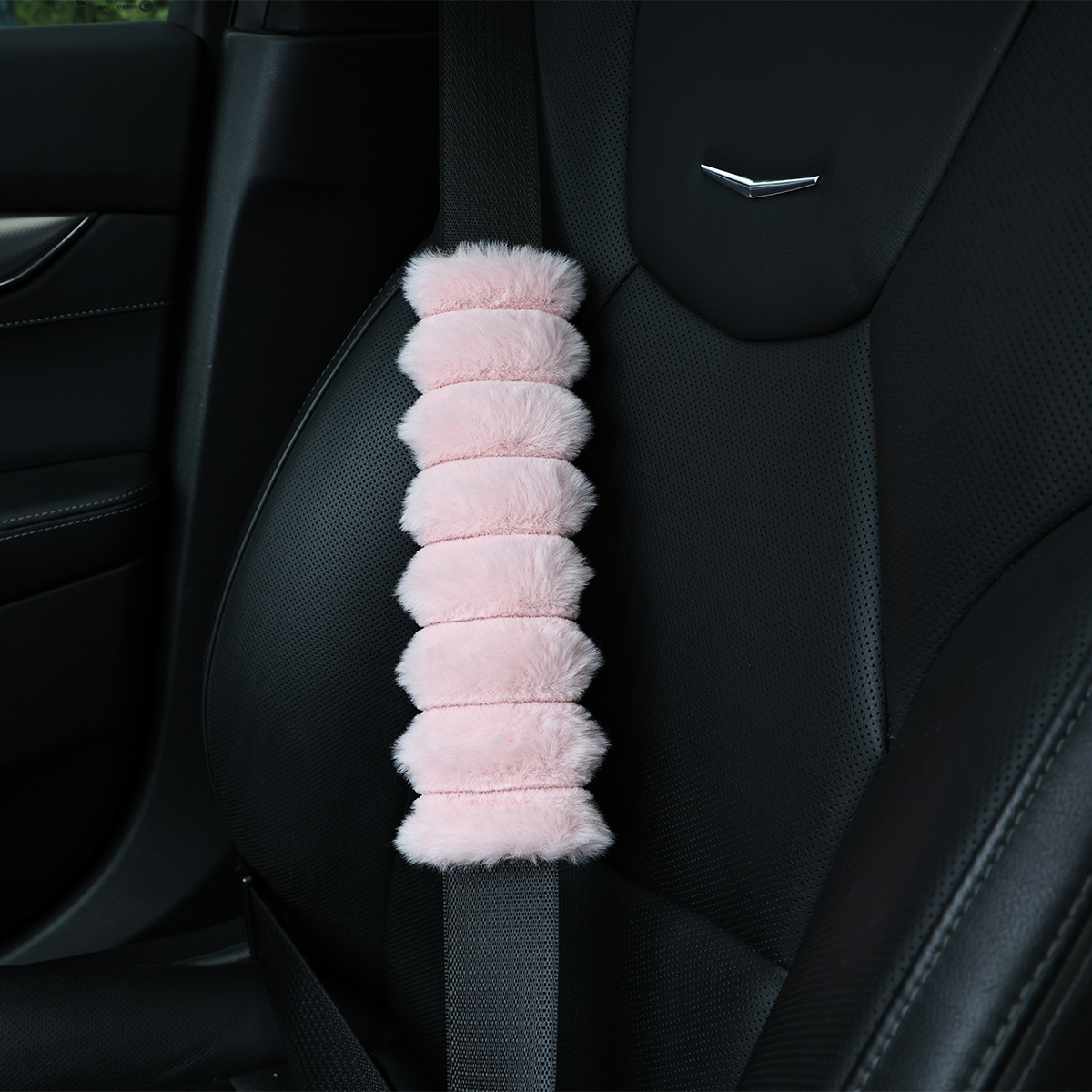 Striped Rabbit Fur Plush Safety Belt Shoulder Pads