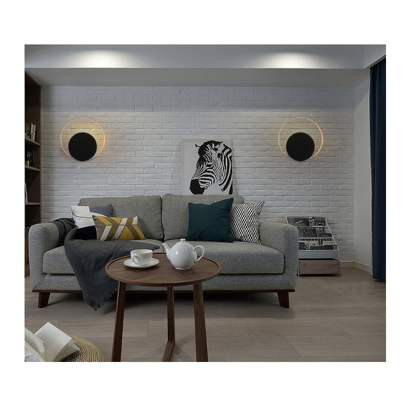 Lámpara de pared de cabecera moderna nórdica del dormitorio creativo y individual simple sala de estar pasillo estudio eclipse lujoso luz de fondo lámpara de pared