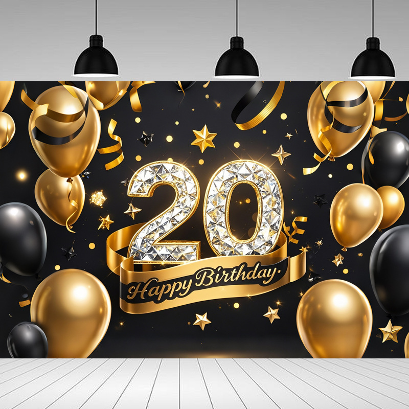 Nueva tela de fondo de feliz cumpleaños transfronteriza, carnaval de fiesta, serie principal de decoración de escenas, banner de cumpleaños