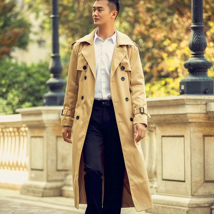 Autumn/Winter 2023 Men's Mid-Length Over-the-Knee Trench Coat with Stylish Design, High-End Style, British Style Outerwear