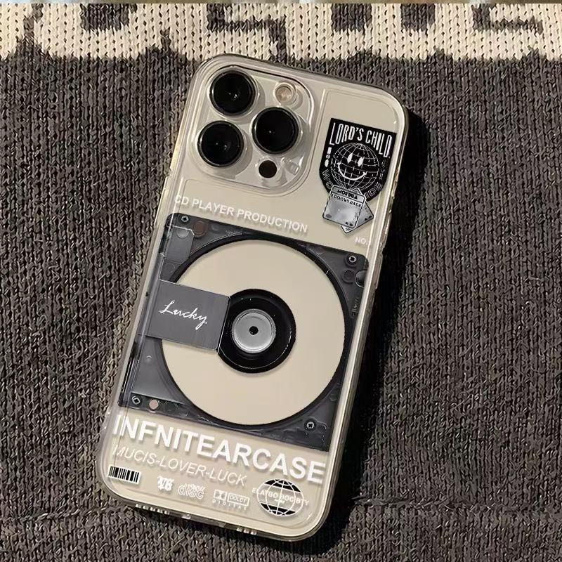 CD retro europeo y americano para iphone15promax funda para teléfono móvil 11 transparente Apple 16 anti-caída 14pro1 3/12