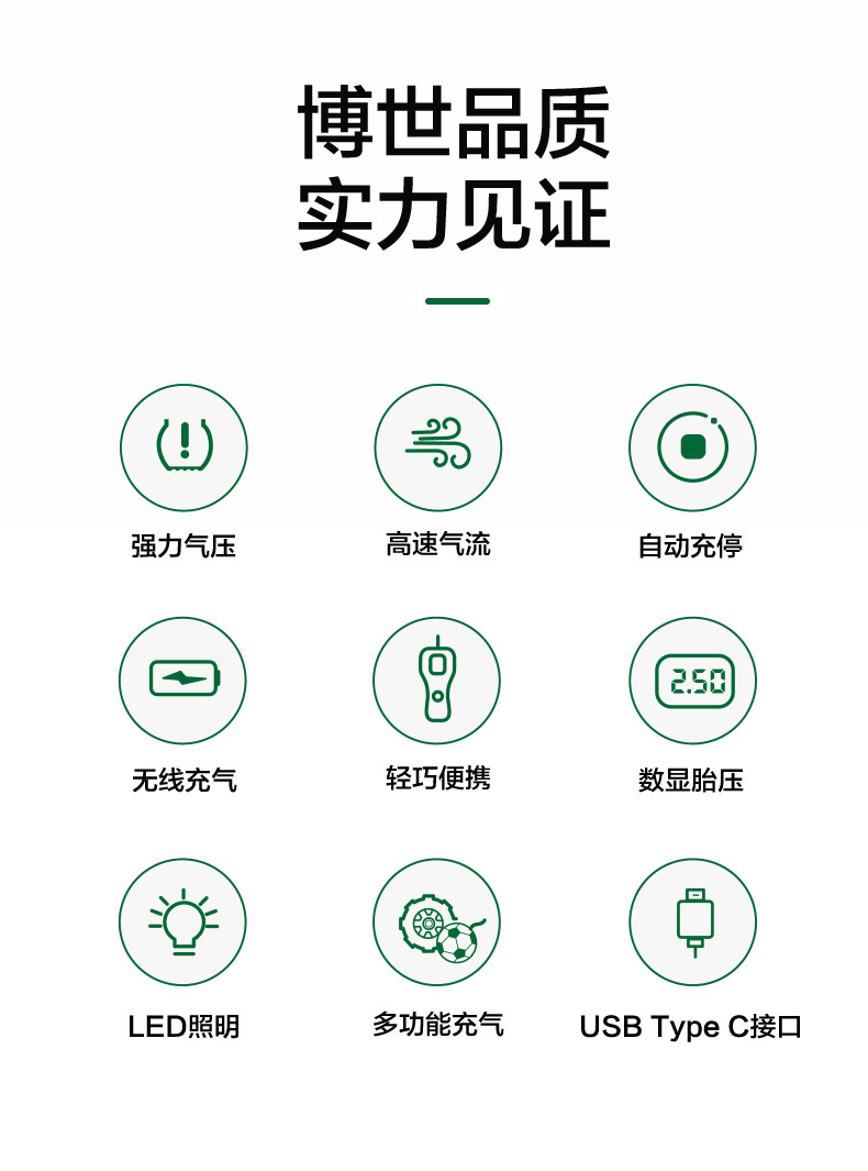 Bosch Air Pump Wireless Household Rechargeable Lithium Battery Electric Tire Pump Portable High-Pressure Pump Car Air Pump