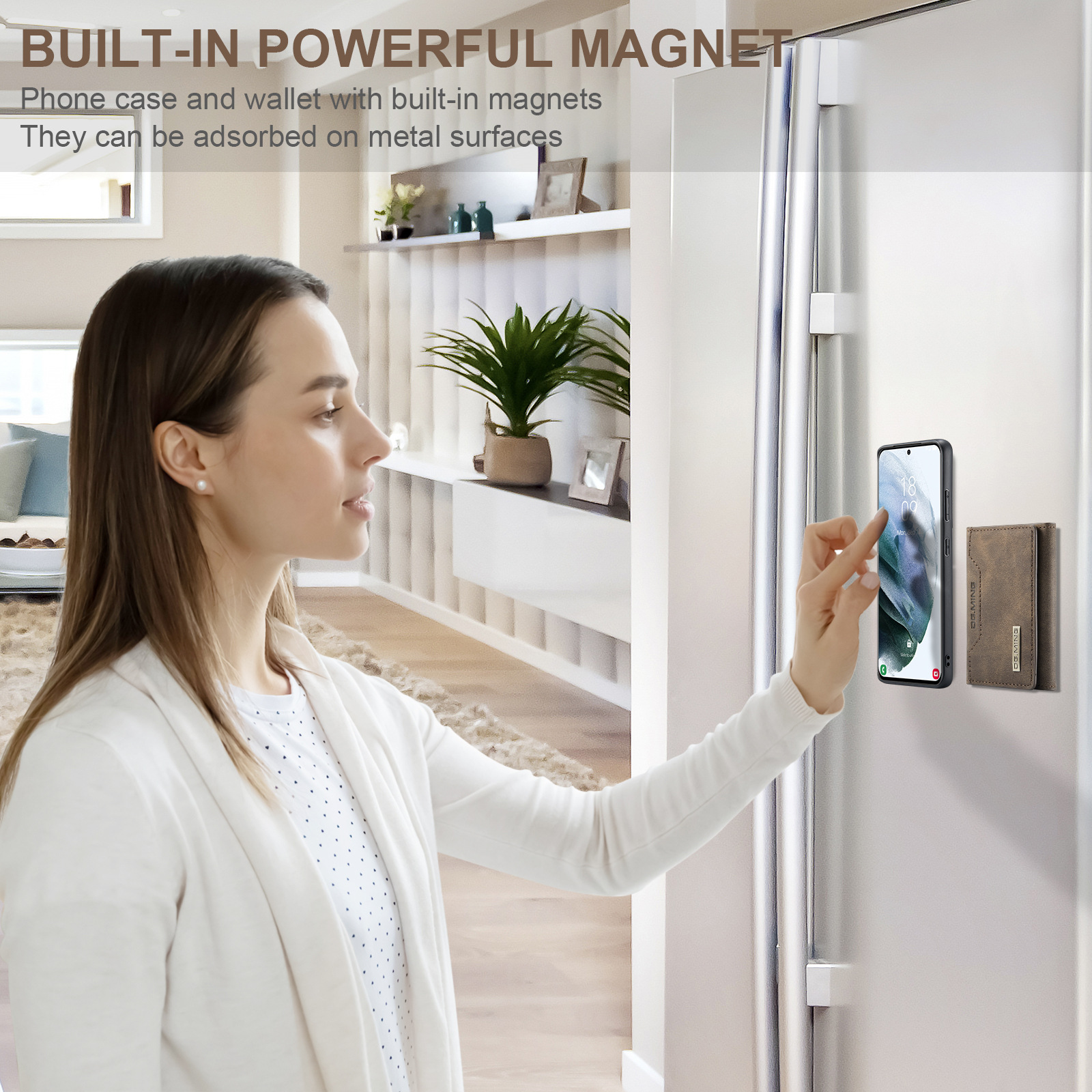 M2 Samsung S21 Ultra multifunkciós kártyatartó pénztárca S21 Ultra erős mágneses tapadókorongos bőr telefontok_voghion.com