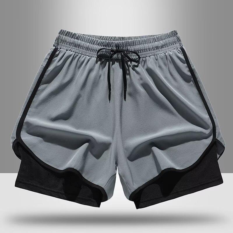 Summer sports shorts, multifunctional two-in-one design, anti-embarrassment gym shorts, men's three-quarter training swim shorts