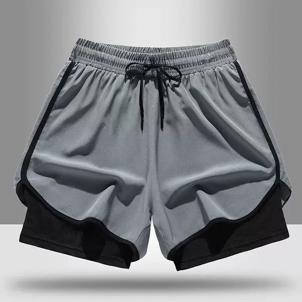 Summer sports shorts, multifunctional two-in-one design, anti-embarrassment gym shorts, men's three-quarter training swim shorts