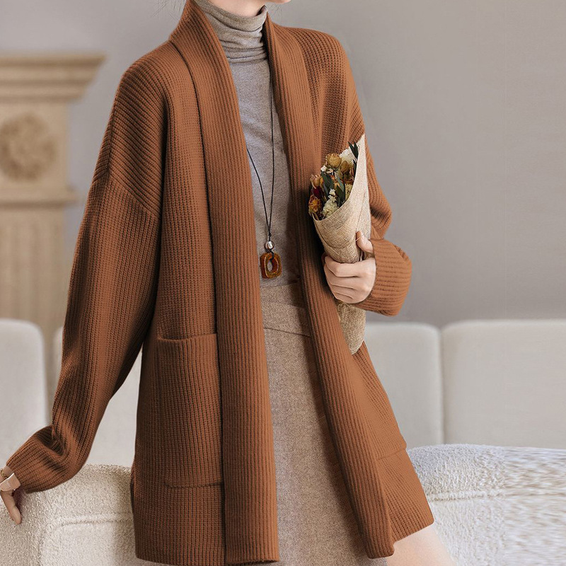 Autumn and Winter Outwears for Women 2025 New Mid-Length Knitwears Cardigans Large Size Loose High-End Lazy Mom Trend