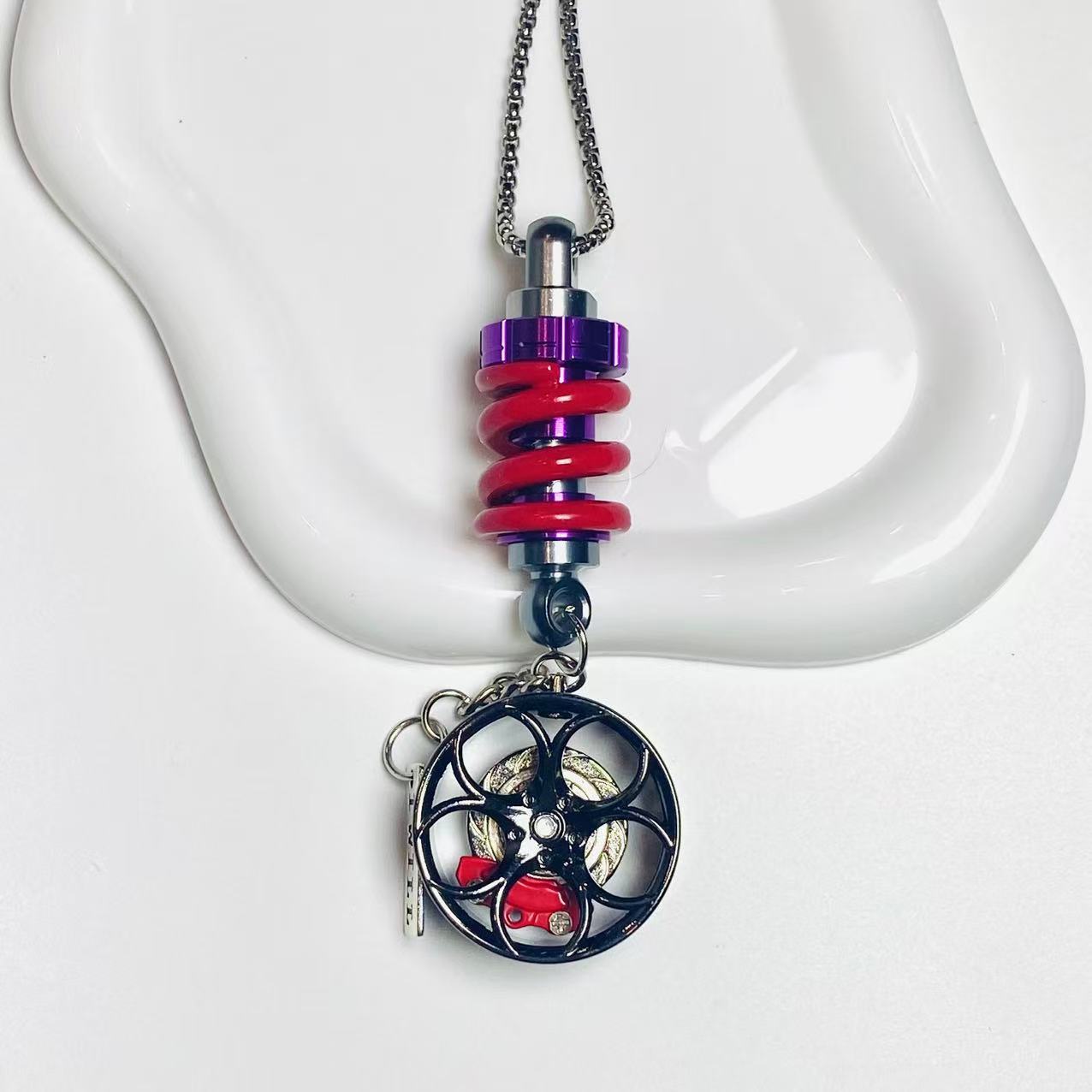Cross-Border New Car Pendants, Car Interior Accessories, Trendy Metal Modified Wheels, Car Pendants, Rearview Mirror Pendants