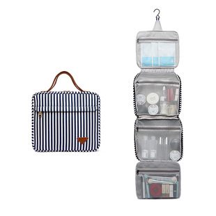 Cross-Border Direct Supply European and American Trendy Stripesd Handbags Large-Capacity Cosmetics Cosmetics Bag Multi-Compartment Satchel Women's Bag