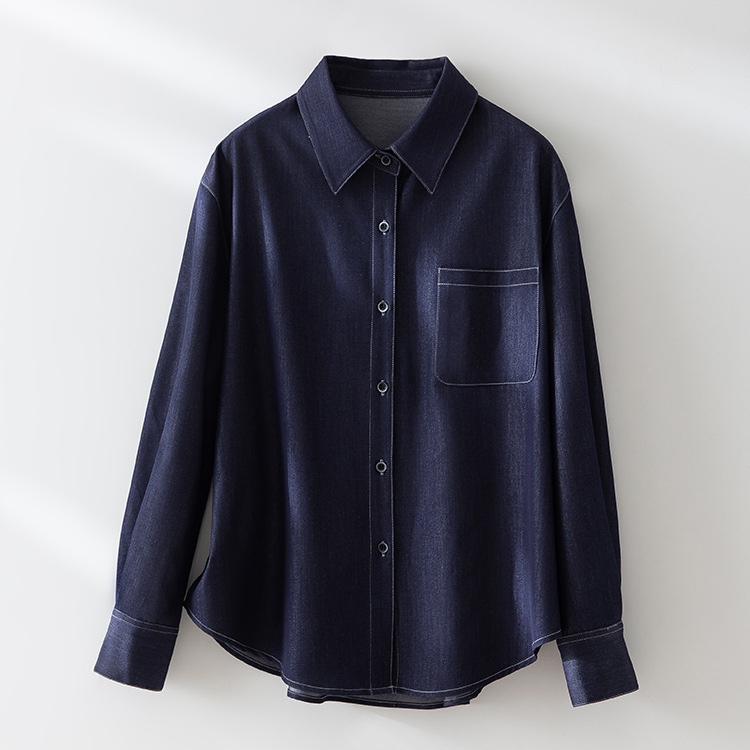 25 years spring and summer new style good matching classic casual shirt four seasons can wear comfortable retro imitation denim shirt women