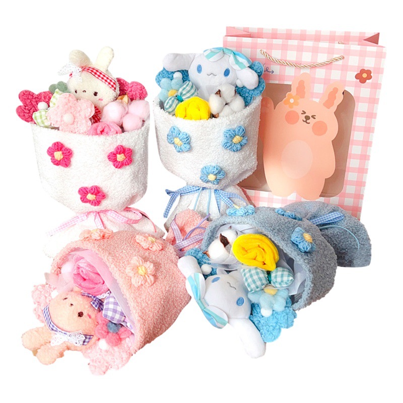 Día de San Valentín mano regalo peluche muñeca ramo terminado muñeca ramo para novia regalo de cumpleaños