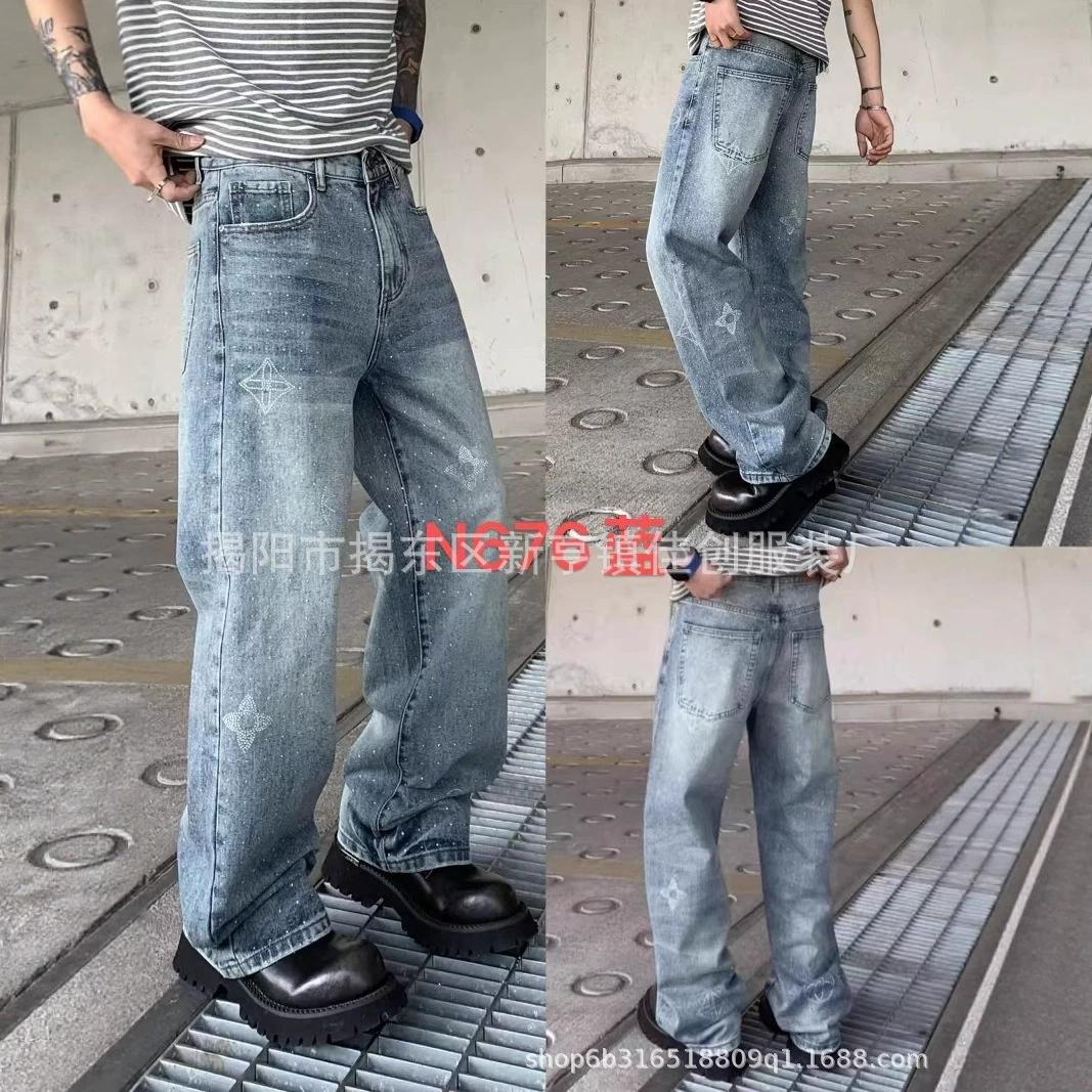Мужские джинсы в стиле американского ретро,  потертые, свободные, прямые,  прямые продажи за рубеж.