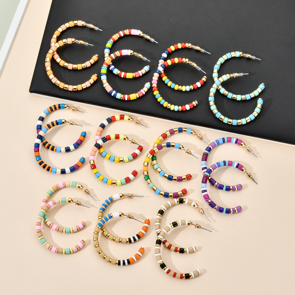 All Seasons Season Women's Gender 1 Pair Classic Style Geometric Beaded Enamel Alloy Ear Studs