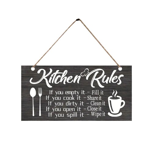 Wooden Kitchen Rules Wall Plaque Sign Home Kitchen Rules Wooden Decor Door Plate Wall Sticker