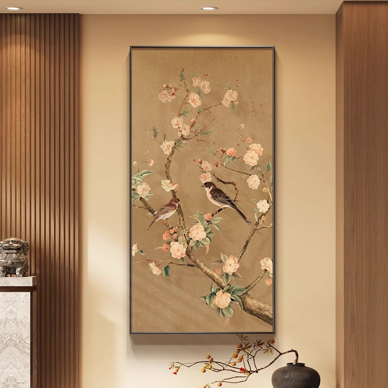 Mural of Sui Tang Dynasty Aesthetics Facing the Entrance Door, Vertical Decorative Painting for Tea Room and Study, Zen Hanging Painting Mural of Sui Tang Dynasty Aesthetics Facing the Entrance Door, Vertical Decorative Painting for Tea Room and Study, Zen Hanging Painting
