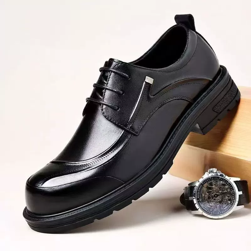 2025 новый стиль мужской бизнес повседневная кожаная обувь с большой головкой на шнуровке модная британская универсальная мужская обувь