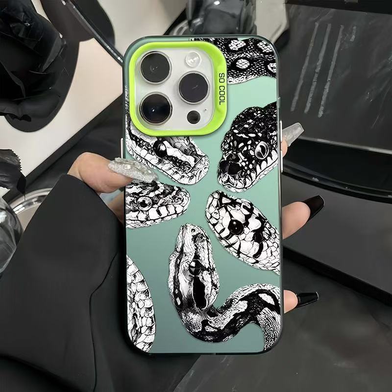 Personalidad serpiente de cinco cabezas para Apple 16plus funda para teléfono móvil 15promax nuevo 14 tendencia 13pro creativo 12X