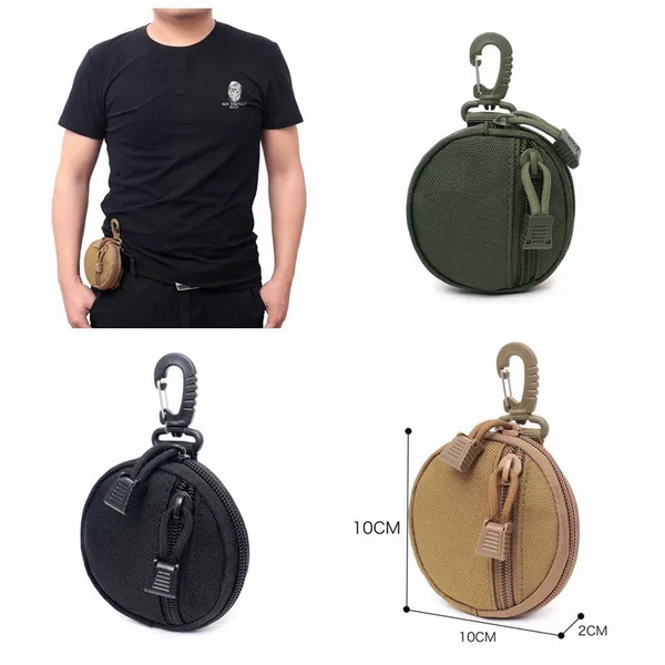 Multifunctional Waterproof Wallet Outdoor Camping Key Coin Bag Portable Round Wear-resistant MOLLE Money Bag