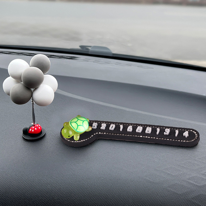 Tarjeta de estacionamiento temporal para automóvil, pequeña tortuga luminosa, teléfono móvil, número de teléfono, teléfono móvil, decoración