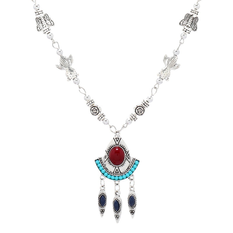 Xizang ethnic style tassel forehead chain women's retro exotic style forehead ornaments eyebrow pendant antique photo headwear necklace